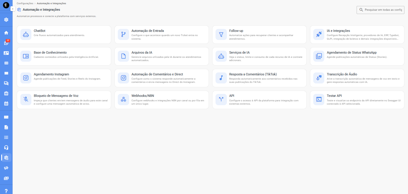Central de automações, Inteligência Artificial, N8N e integrações